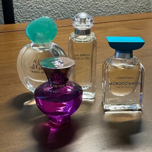 Other - Mini Perfume Set – 4 Pieces (Moroccanoil, Versace, Hermès, Armani)